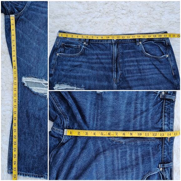 Distressed Mom Jeans AEO Plus Size 22 Dark Cotton Denim Ripped American Eagle - Picture 8 of 11